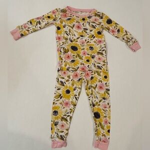 Little Sleepies EUC 2 piece set size 12-18 months autumn sunflowers bamboo